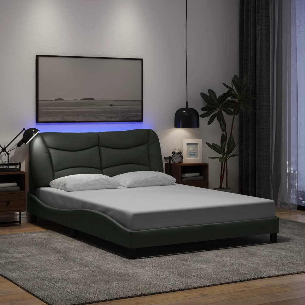 Bedframe met LED zonder matras "Hvar" 120x200 cm stof donkergrijs is nu te koop bij PeponiXL, paradijselijk wonen!