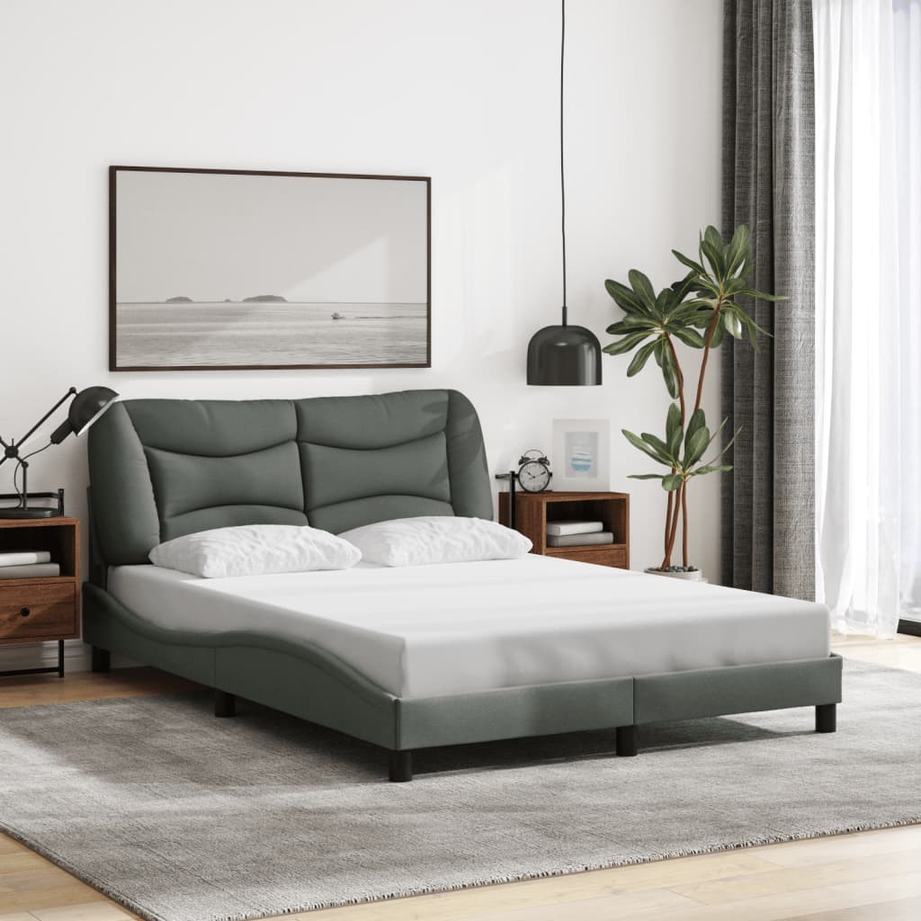 Bedframe met LED zonder matras "Hvar" 120x200 cm stof donkergrijs is nu te koop bij PeponiXL, paradijselijk wonen!