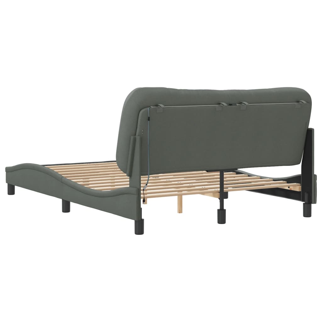 Bedframe met LED zonder matras "Hvar" 120x200 cm stof donkergrijs is nu te koop bij PeponiXL, paradijselijk wonen!