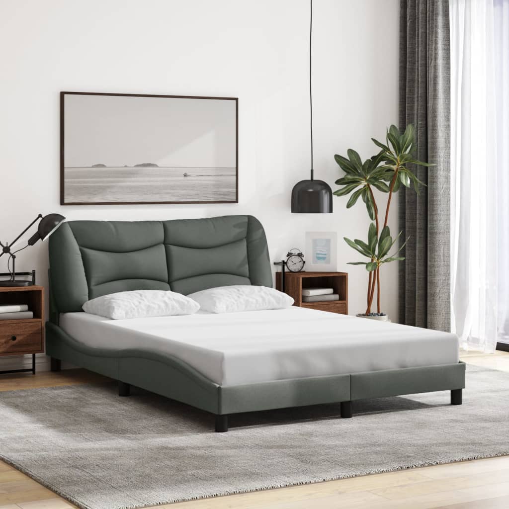 Bedframe met LED zonder matras "Hvar" 120x200 cm stof donkergrijs is nu te koop bij PeponiXL, paradijselijk wonen!