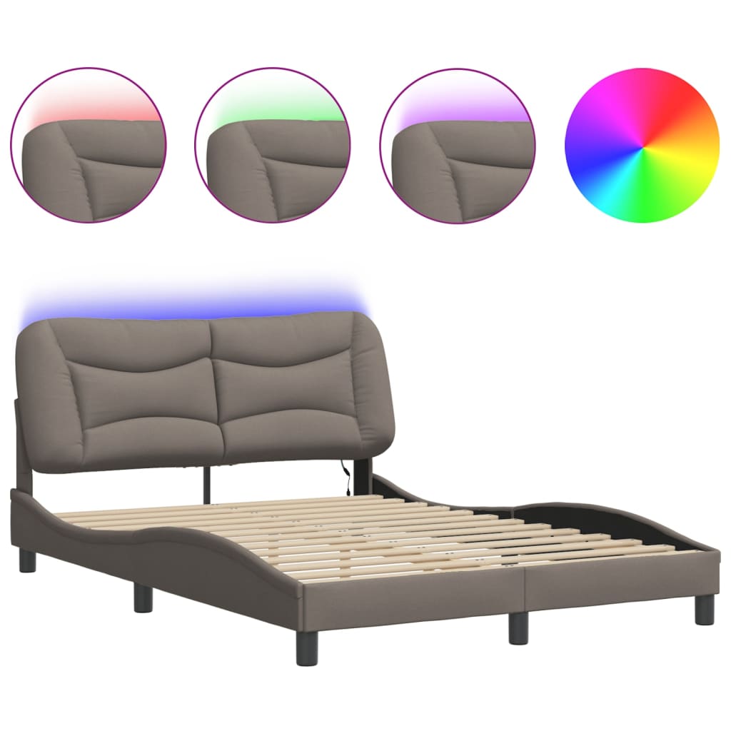 Bedframe met LED zonder matras "Hvar" 120x200 cm stof taupe is nu te koop bij PeponiXL, paradijselijk wonen!