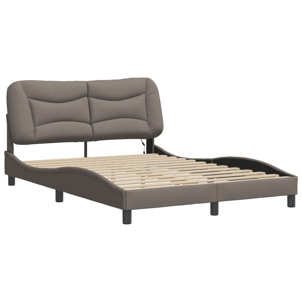 Bedframe met LED zonder matras "Hvar" 120x200 cm stof taupe is nu te koop bij PeponiXL, paradijselijk wonen!