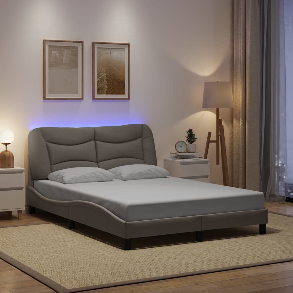 Bedframe met LED zonder matras "Hvar" 120x200 cm stof taupe is nu te koop bij PeponiXL, paradijselijk wonen!
