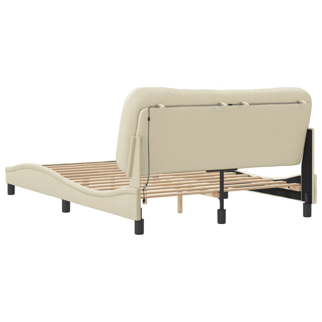 Bedframe met LED zonder matras "Hvar" 120x200 cm stof crème is nu te koop bij PeponiXL, paradijselijk wonen!