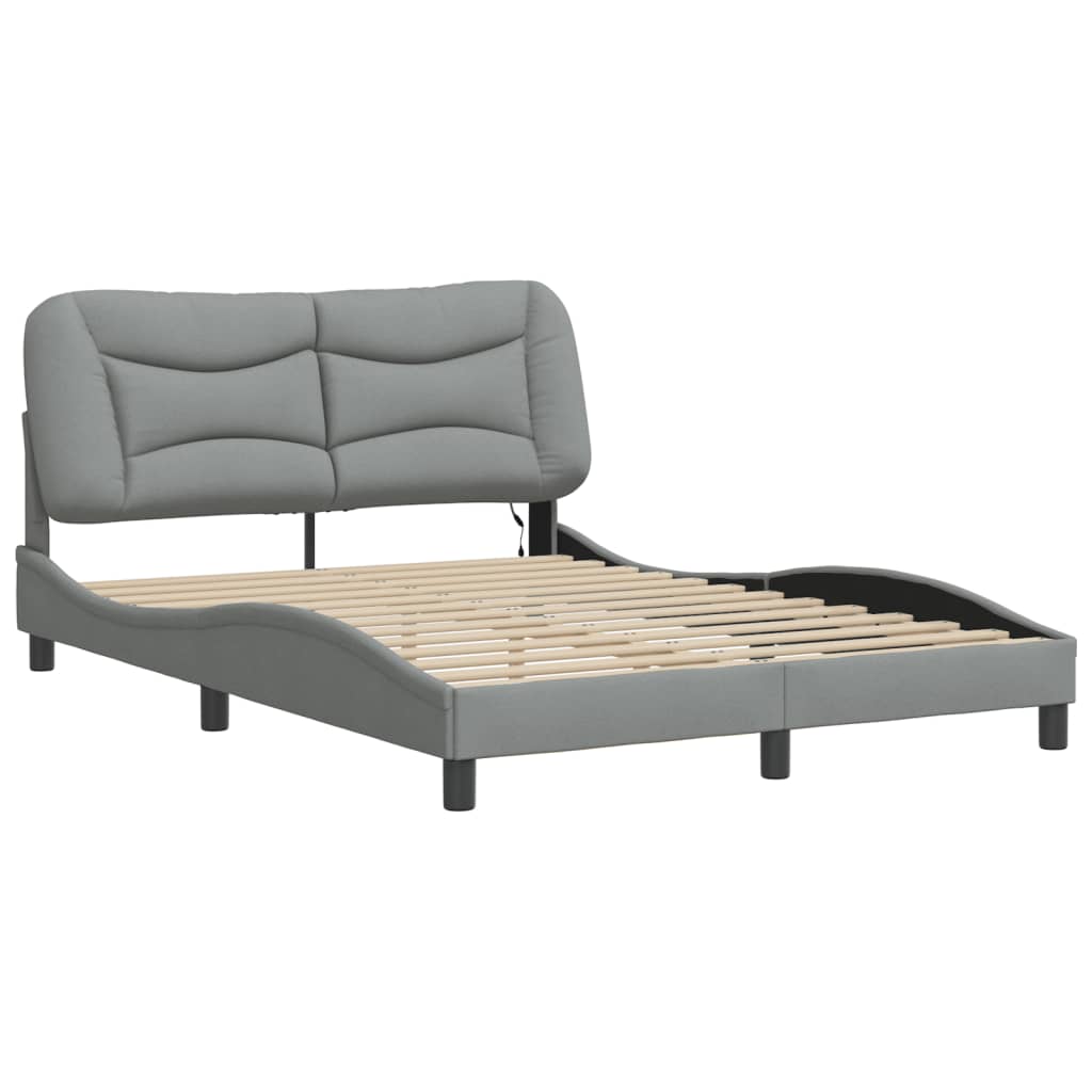 Bedframe met LED zonder matras "Hvar" stof 140x190 cm lichtgrijs is nu te koop bij PeponiXL, paradijselijk wonen!