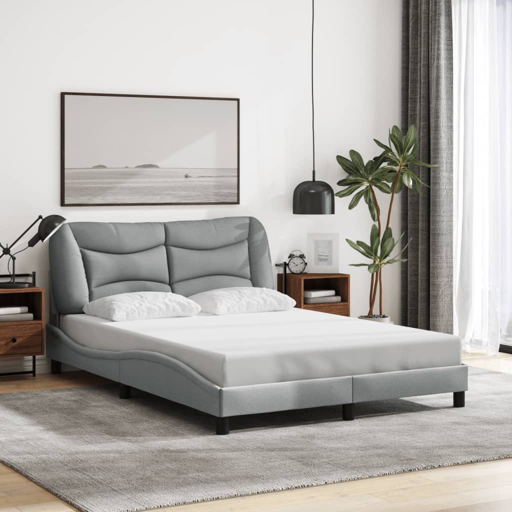Bedframe met LED zonder matras "Hvar" stof 140x190 cm lichtgrijs is nu te koop bij PeponiXL, paradijselijk wonen!
