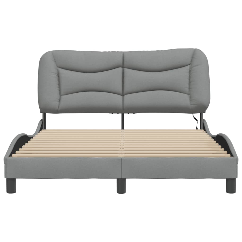 Bedframe met LED zonder matras "Hvar" stof 140x190 cm lichtgrijs is nu te koop bij PeponiXL, paradijselijk wonen!