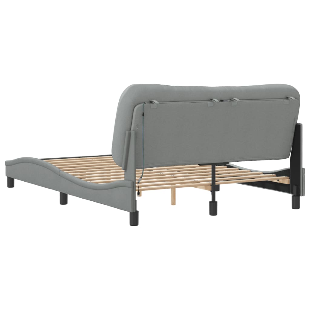 Bedframe met LED zonder matras "Hvar" stof 140x190 cm lichtgrijs is nu te koop bij PeponiXL, paradijselijk wonen!