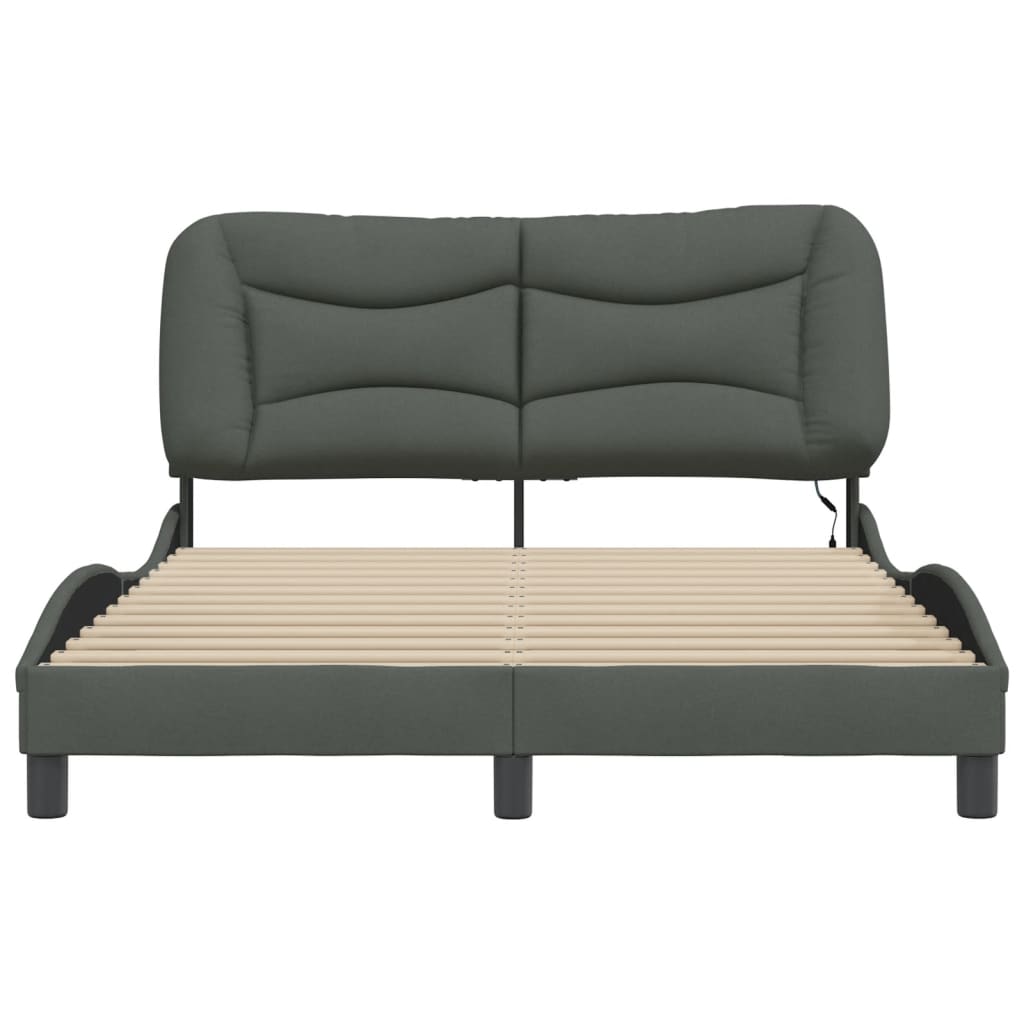 Bedframe met LED zonder matras "Hvar" 140x190 cm stof donkergrijs is nu te koop bij PeponiXL, paradijselijk wonen!