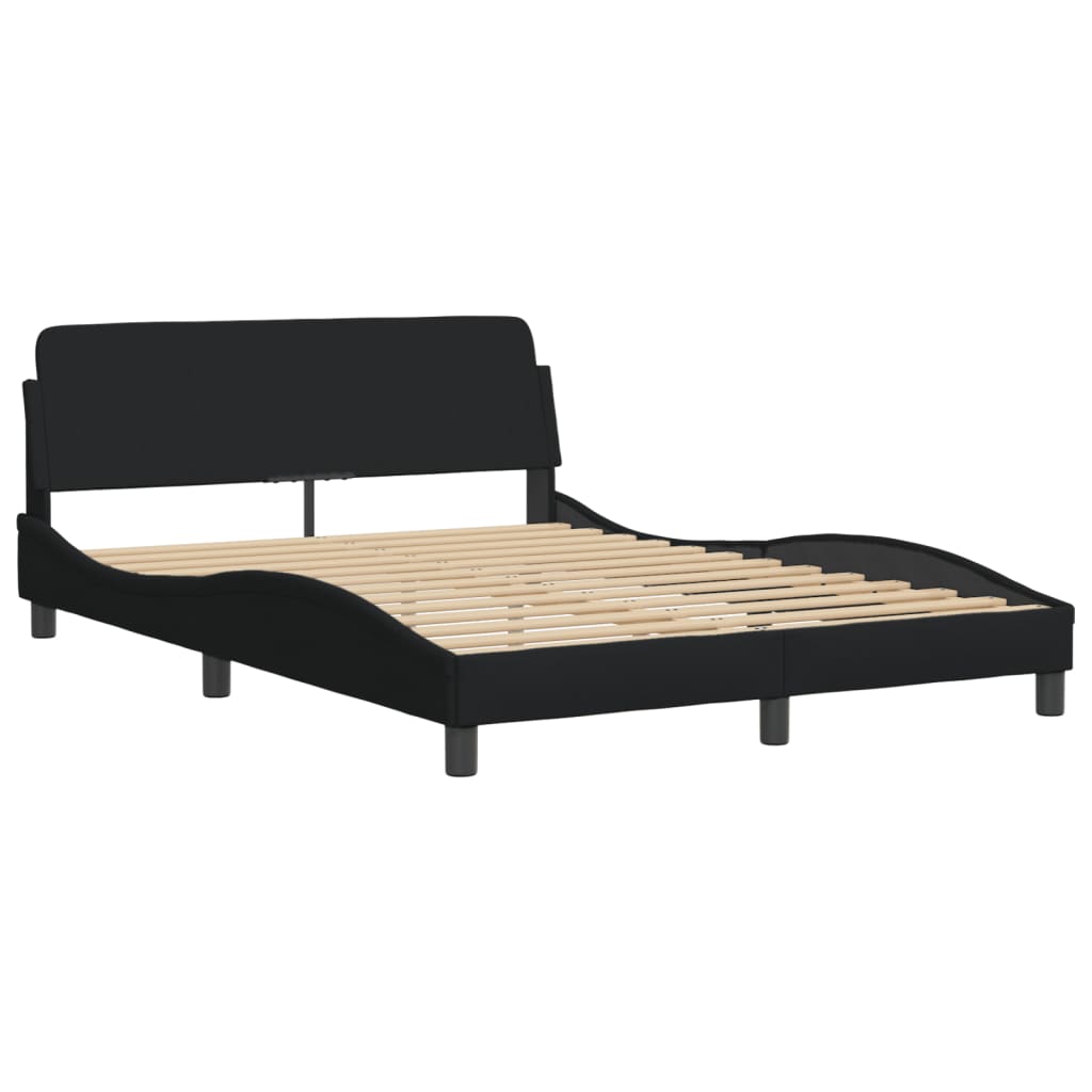 Bedframe met LED zonder matras "Hvar" 140x190 cm stof zwart is nu te koop bij PeponiXL, paradijselijk wonen!
