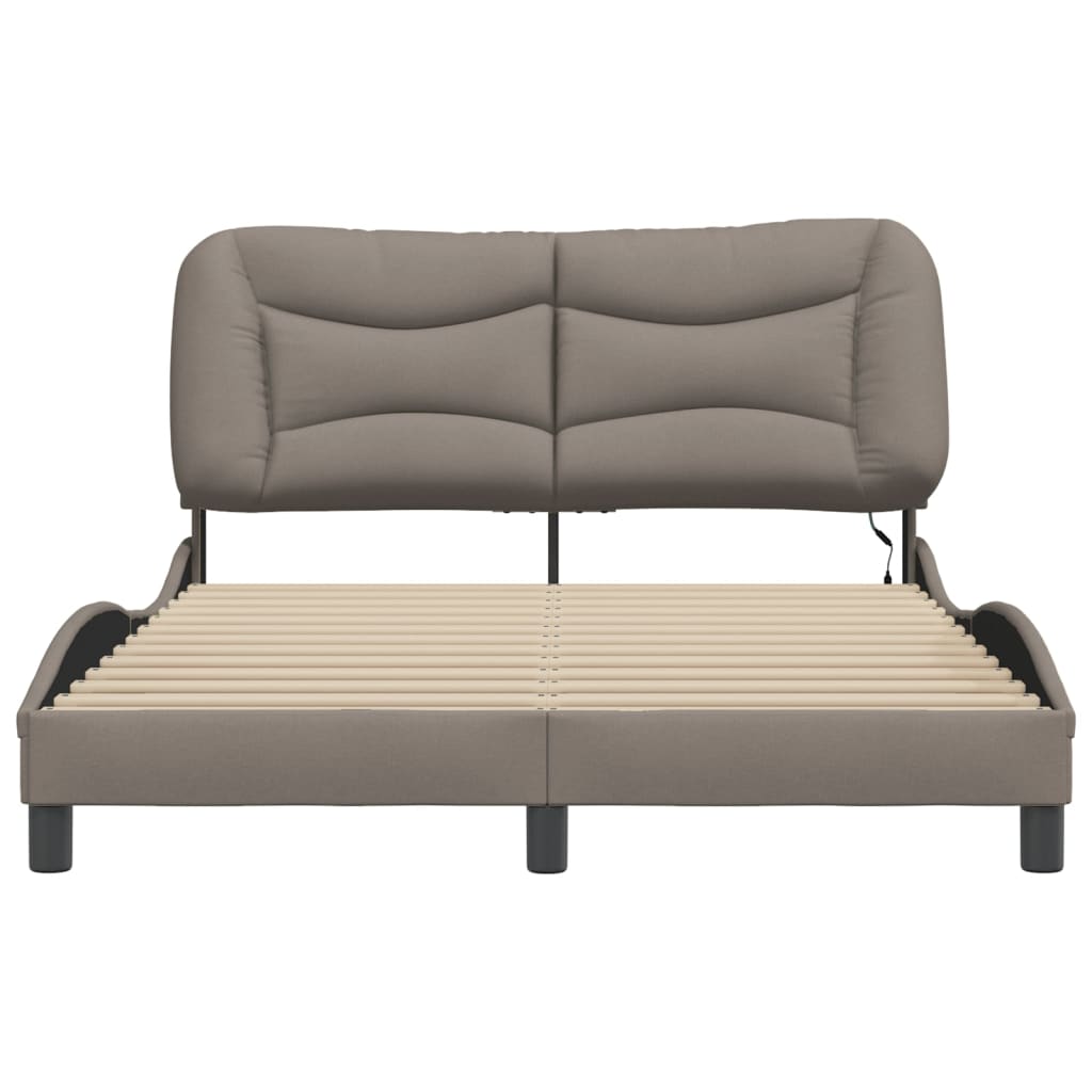 Bedframe met LED zonder matras "Hvar" 140x190 cm stof taupe is nu te koop bij PeponiXL, paradijselijk wonen!