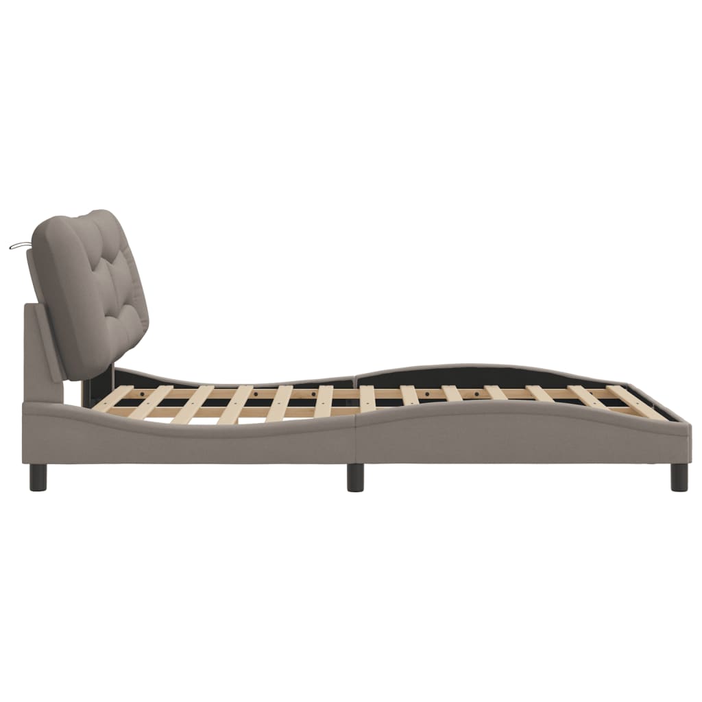 Bedframe met LED zonder matras "Hvar" 140x190 cm stof taupe is nu te koop bij PeponiXL, paradijselijk wonen!
