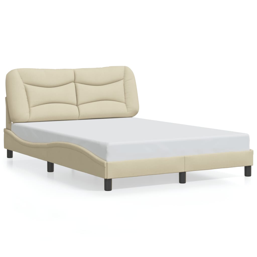 Bedframe met LED zonder matras "Hvar" 140x190 cm stof crème is nu te koop bij PeponiXL, paradijselijk wonen!