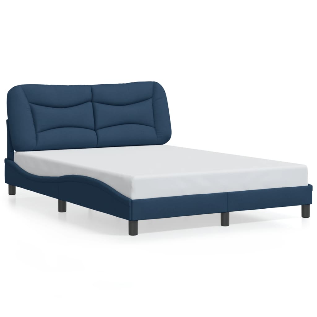 Bedframe met LED zonder matras "Hvar" 140x190 cm stof blauw is nu te koop bij PeponiXL, paradijselijk wonen!