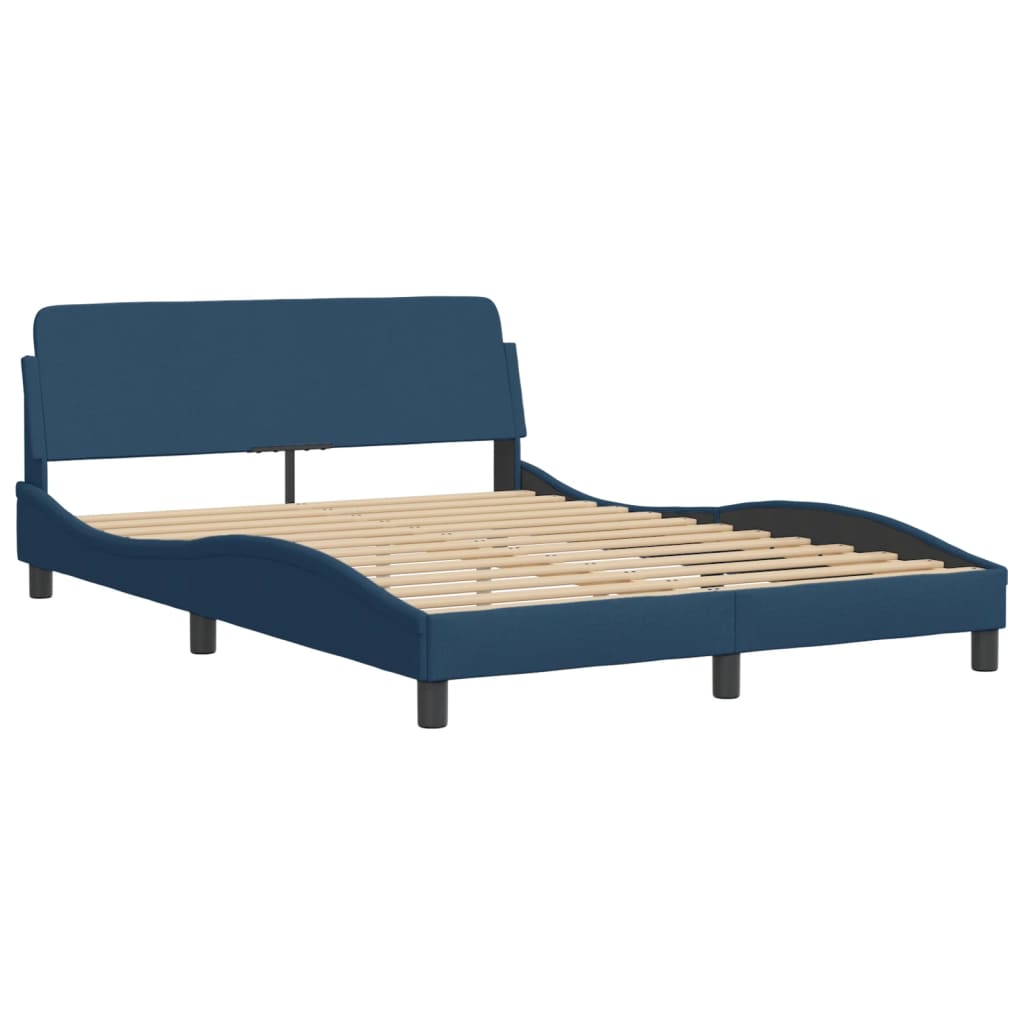 Bedframe met LED zonder matras "Hvar" 140x190 cm stof blauw is nu te koop bij PeponiXL, paradijselijk wonen!