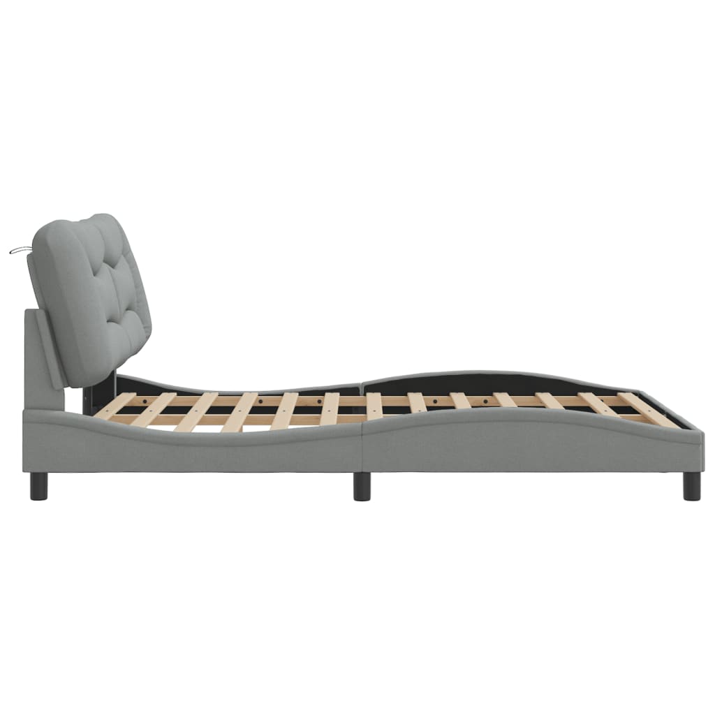 Bedframe met LED zonder matras "Hvar" stof 140x200 cm lichtgrijs is nu te koop bij PeponiXL, paradijselijk wonen!