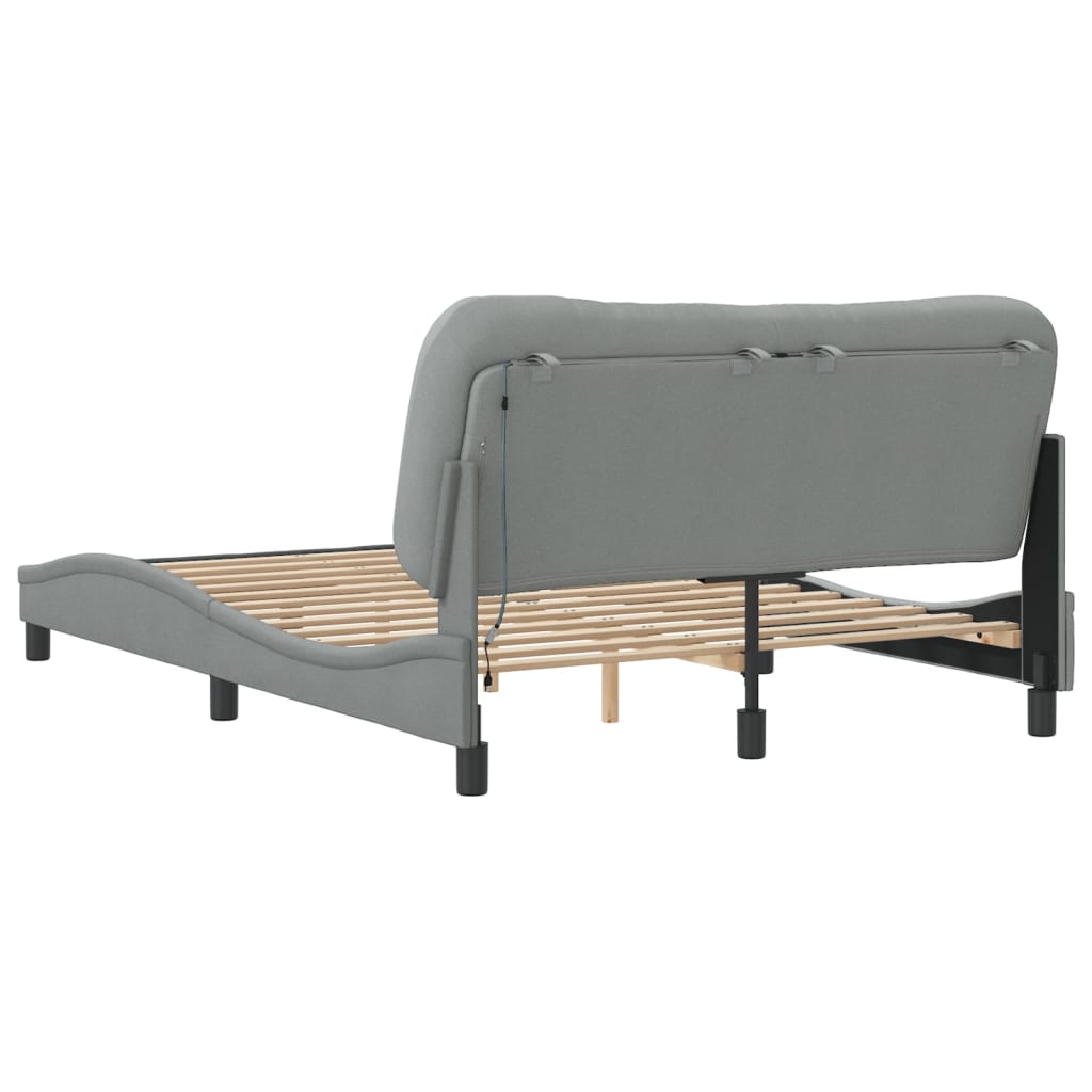 Bedframe met LED zonder matras "Hvar" stof 140x200 cm lichtgrijs is nu te koop bij PeponiXL, paradijselijk wonen!