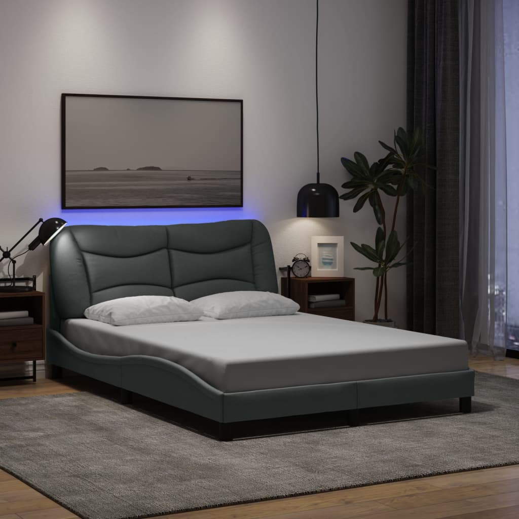 Bedframe met LED zonder matras "Hvar" stof 140x200 cm lichtgrijs is nu te koop bij PeponiXL, paradijselijk wonen!