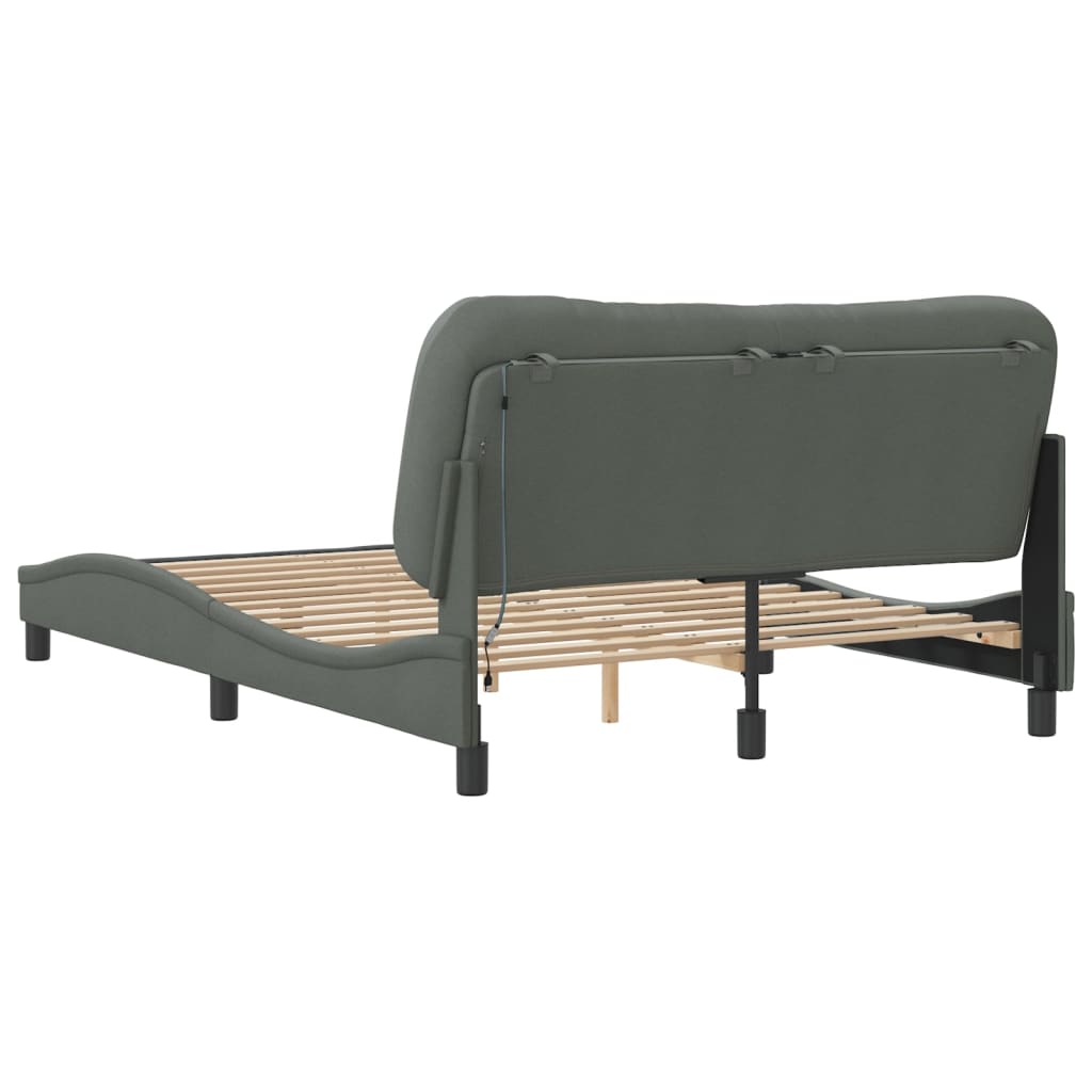 Bedframe met LED zonder matras "Hvar" 140x200 cm stof donkergrijs is nu te koop bij PeponiXL, paradijselijk wonen!