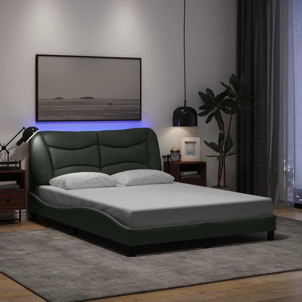 Bedframe met LED zonder matras "Hvar" 140x200 cm stof donkergrijs is nu te koop bij PeponiXL, paradijselijk wonen!