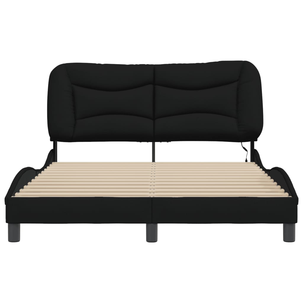 Bedframe met LED zonder matras "Hvar" 140x200 cm stof zwart is nu te koop bij PeponiXL, paradijselijk wonen!