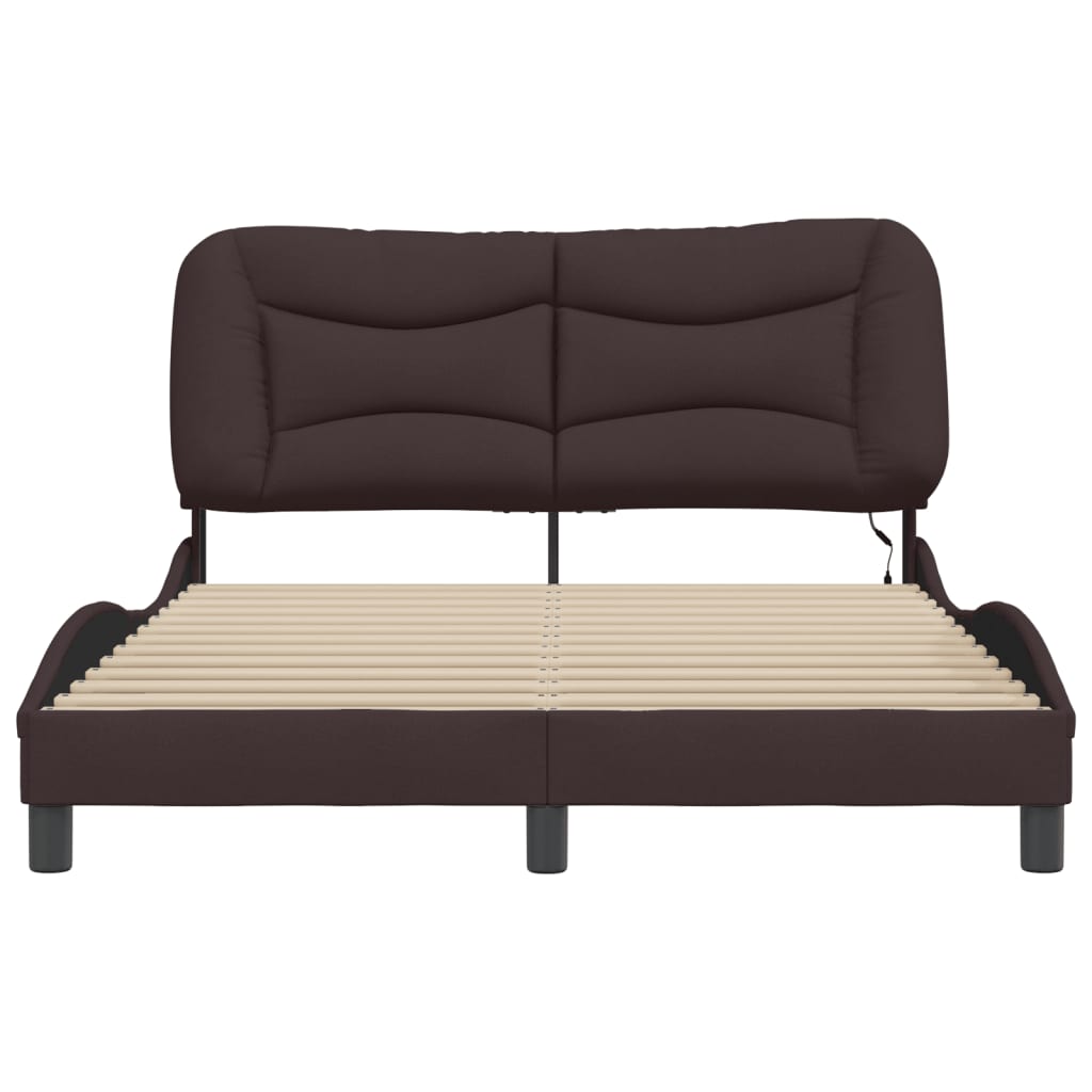 Bedframe met LED zonder matras "Hvar" 140x200 cm stof donkerbruin is nu te koop bij PeponiXL, paradijselijk wonen!