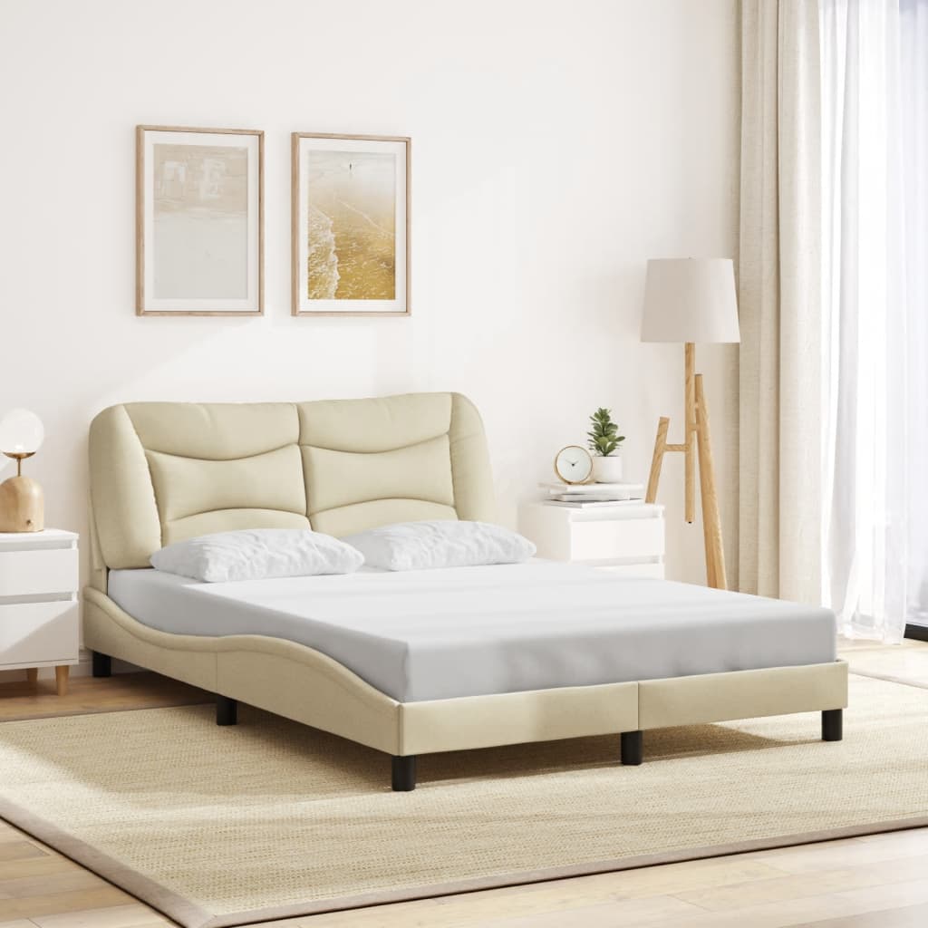 Bedframe met LED zonder matras "Hvar" 140x200 cm stof crème is nu te koop bij PeponiXL, paradijselijk wonen!