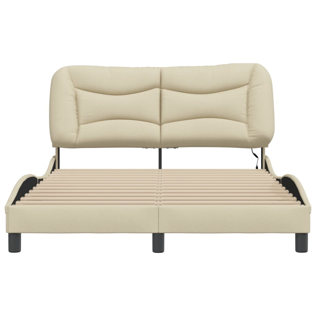 Bedframe met LED zonder matras "Hvar" 140x200 cm stof crème is nu te koop bij PeponiXL, paradijselijk wonen!