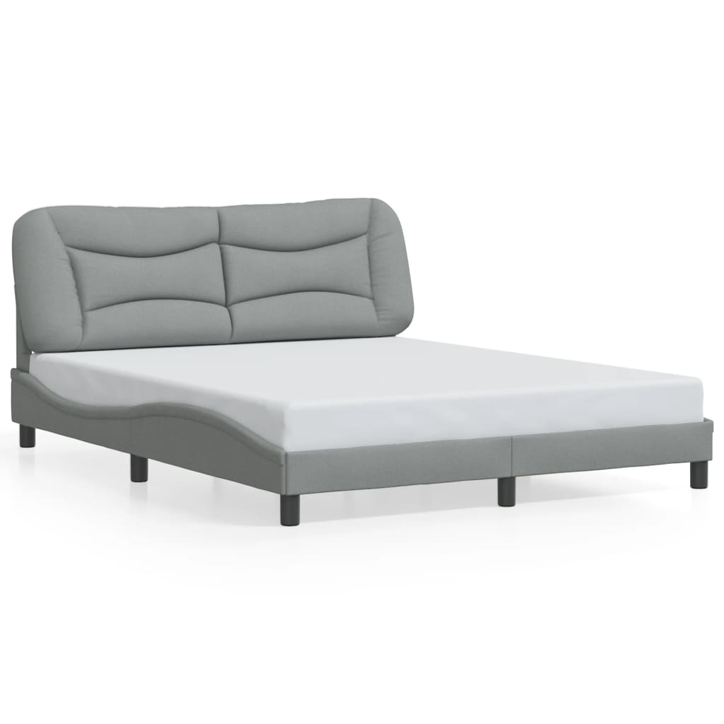Bedframe met LED zonder matras "Hvar" 160x200 cm stof lichtgrijs is nu te koop bij PeponiXL, paradijselijk wonen!