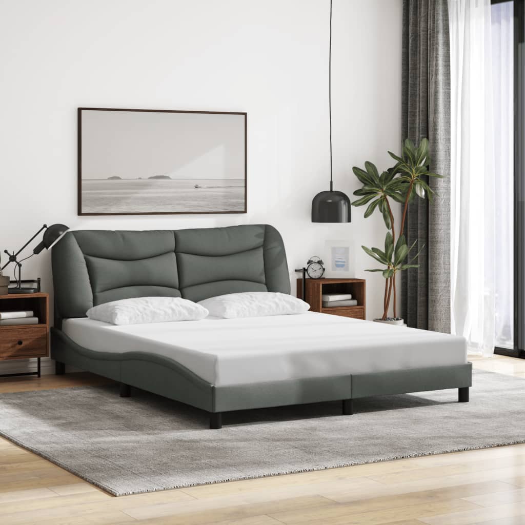 Bedframe met LED zonder matras "Hvar" 160x200 cm stof donkergrijs is nu te koop bij PeponiXL, paradijselijk wonen!