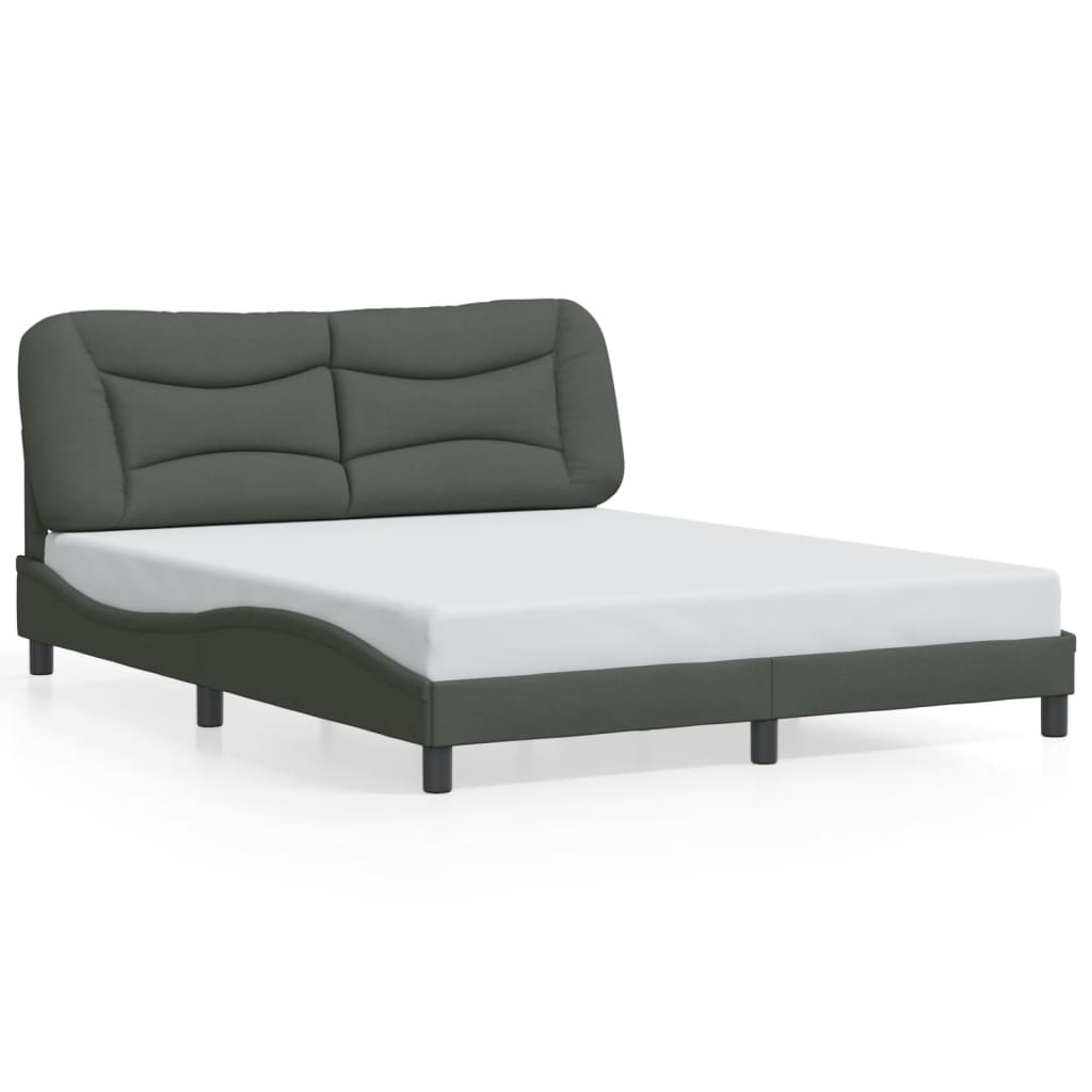 Bedframe met LED zonder matras "Hvar" 160x200 cm stof donkergrijs is nu te koop bij PeponiXL, paradijselijk wonen!