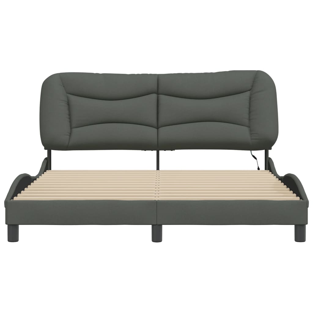 Bedframe met LED zonder matras "Hvar" 160x200 cm stof donkergrijs is nu te koop bij PeponiXL, paradijselijk wonen!