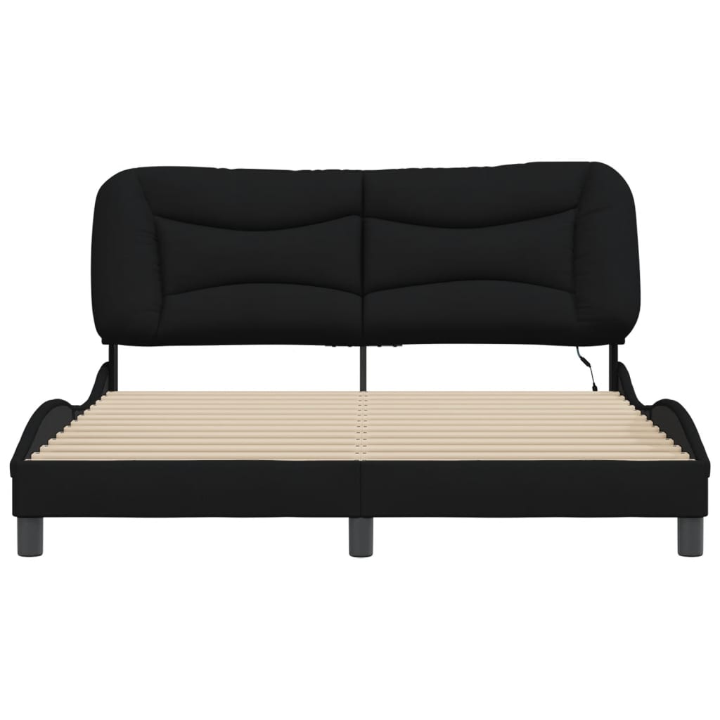 Bedframe met LED zonder matras "Hvar" 160x200 cm stof zwart is nu te koop bij PeponiXL, paradijselijk wonen!