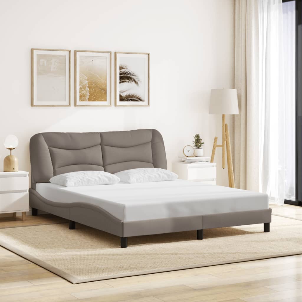Bedframe met LED zonder matras "Hvar" 160x200 cm stof taupe is nu te koop bij PeponiXL, paradijselijk wonen!