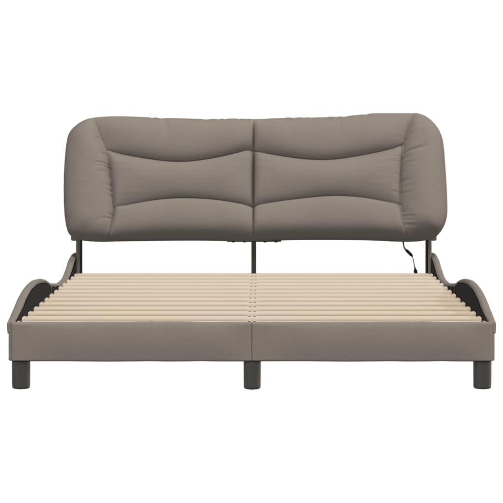 Bedframe met LED zonder matras "Hvar" 160x200 cm stof taupe is nu te koop bij PeponiXL, paradijselijk wonen!