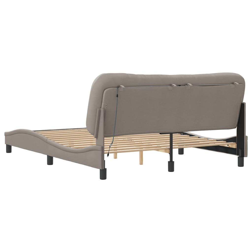 Bedframe met LED zonder matras "Hvar" 160x200 cm stof taupe is nu te koop bij PeponiXL, paradijselijk wonen!