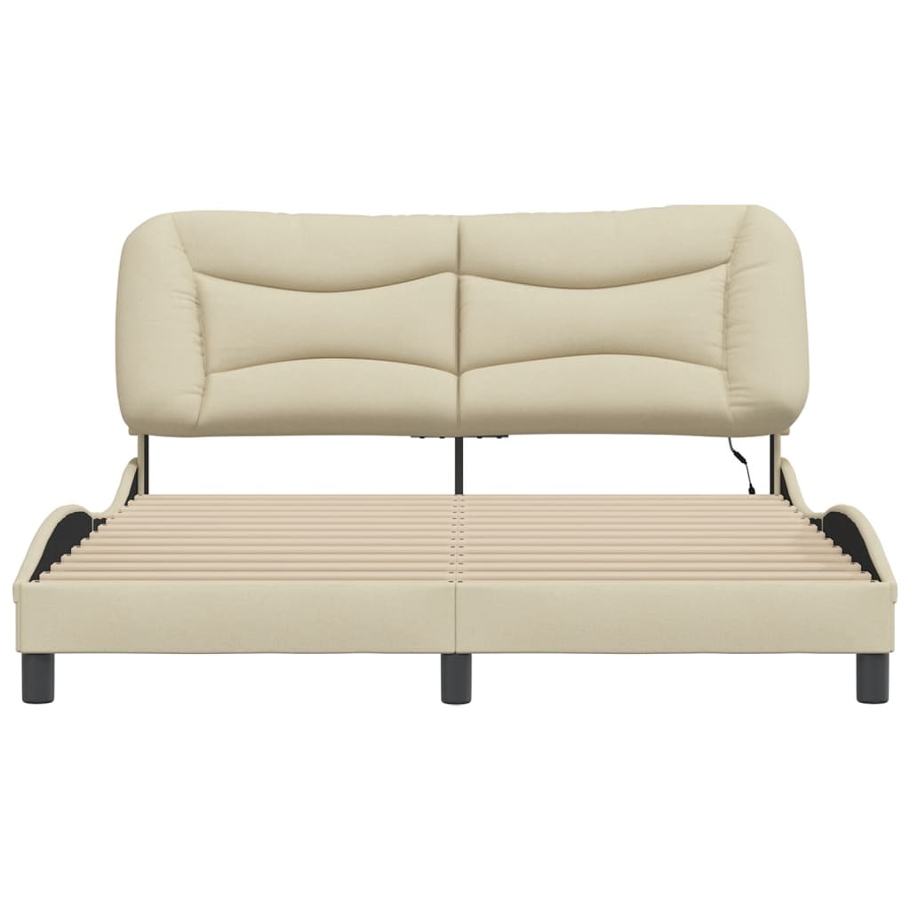 Bedframe met LED zonder matras "Hvar" 160x200 cm stof crème is nu te koop bij PeponiXL, paradijselijk wonen!