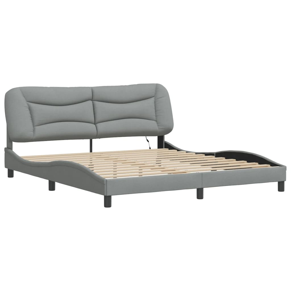 Bedframe met LED zonder matras "Hvar" stof 180x200 cm lichtgrijs is nu te koop bij PeponiXL, paradijselijk wonen!