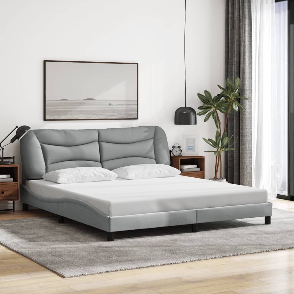 Bedframe met LED zonder matras "Hvar" stof 180x200 cm lichtgrijs is nu te koop bij PeponiXL, paradijselijk wonen!