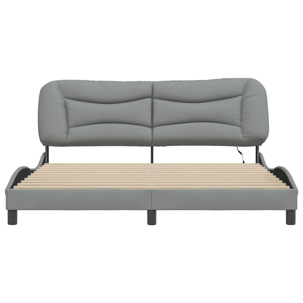 Bedframe met LED zonder matras "Hvar" stof 180x200 cm lichtgrijs is nu te koop bij PeponiXL, paradijselijk wonen!