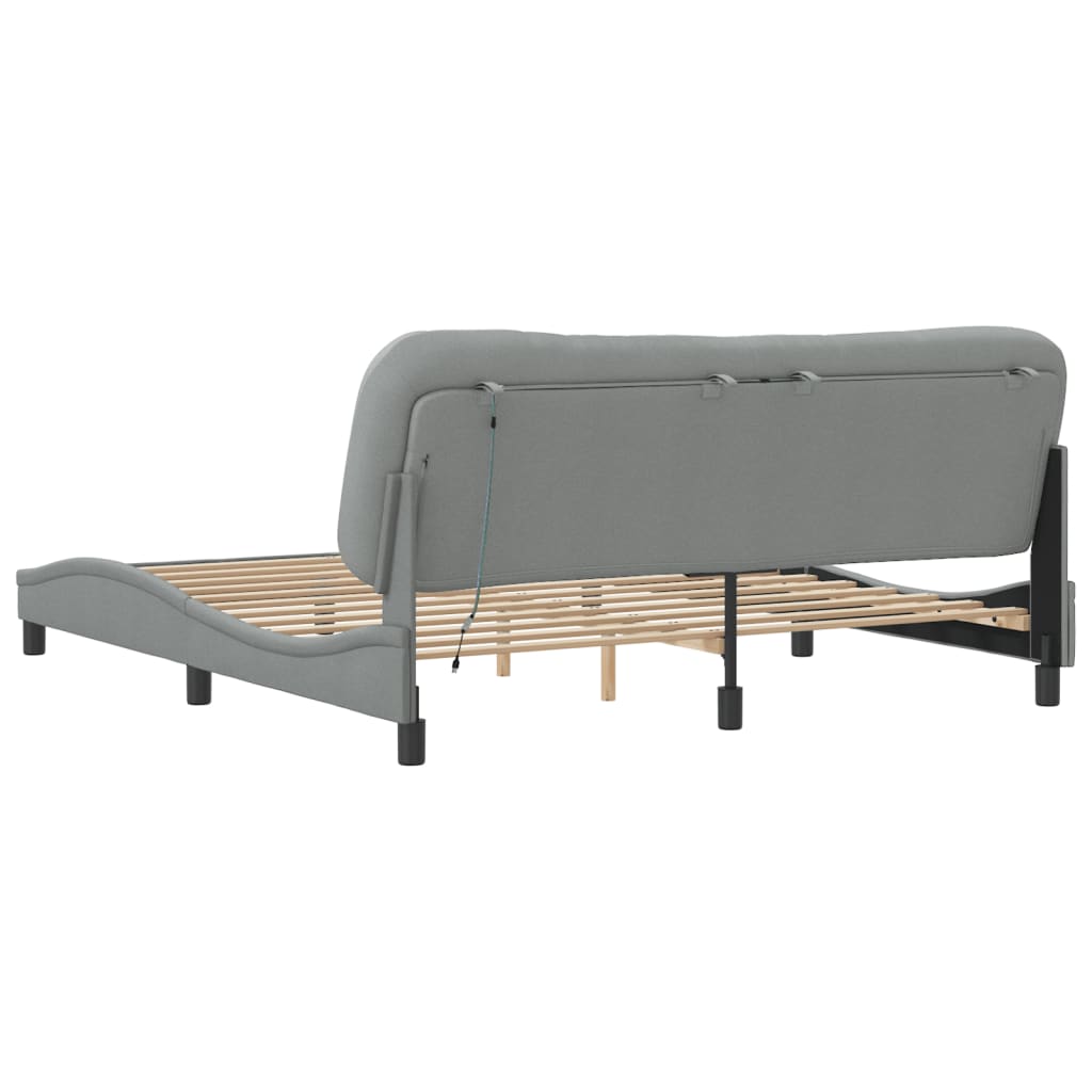 Bedframe met LED zonder matras "Hvar" stof 180x200 cm lichtgrijs is nu te koop bij PeponiXL, paradijselijk wonen!