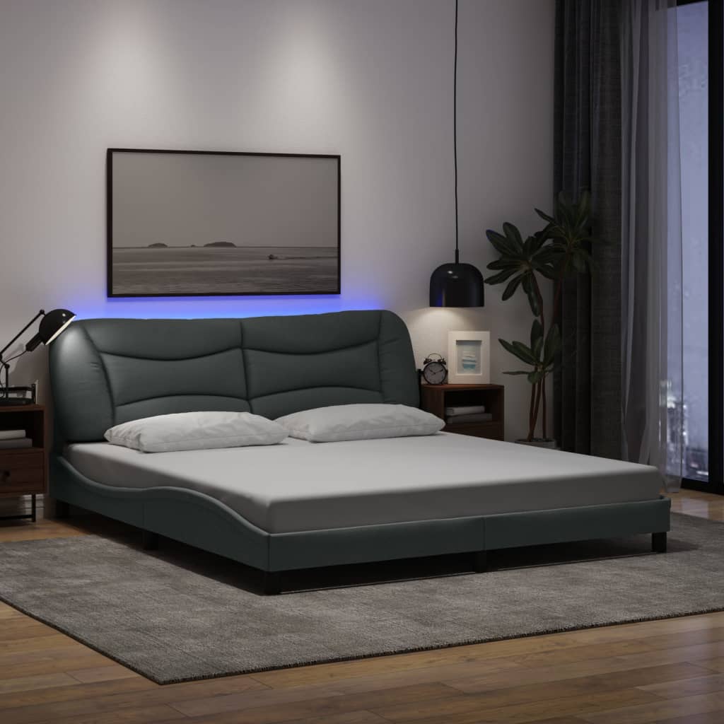 Bedframe met LED zonder matras "Hvar" stof 180x200 cm lichtgrijs is nu te koop bij PeponiXL, paradijselijk wonen!