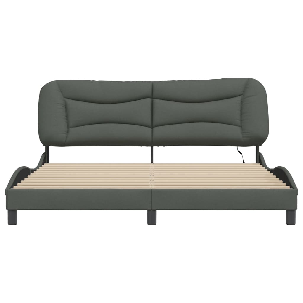 Bedframe met LED zonder matras "Hvar" 180x200 cm stof donkergrijs is nu te koop bij PeponiXL, paradijselijk wonen!
