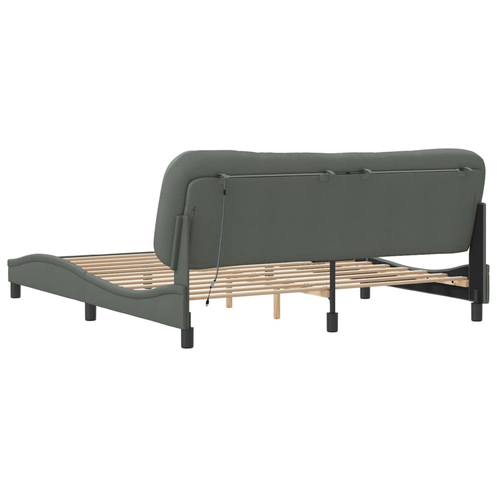 Bedframe met LED zonder matras "Hvar" 180x200 cm stof donkergrijs is nu te koop bij PeponiXL, paradijselijk wonen!