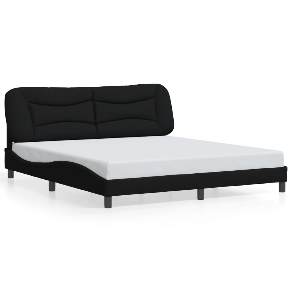 Bedframe met LED zonder matras "Hvar" 180x200 cm stof zwart is nu te koop bij PeponiXL, paradijselijk wonen!