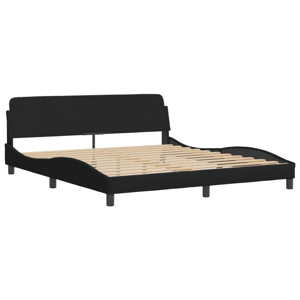 Bedframe met LED zonder matras "Hvar" 180x200 cm stof zwart is nu te koop bij PeponiXL, paradijselijk wonen!