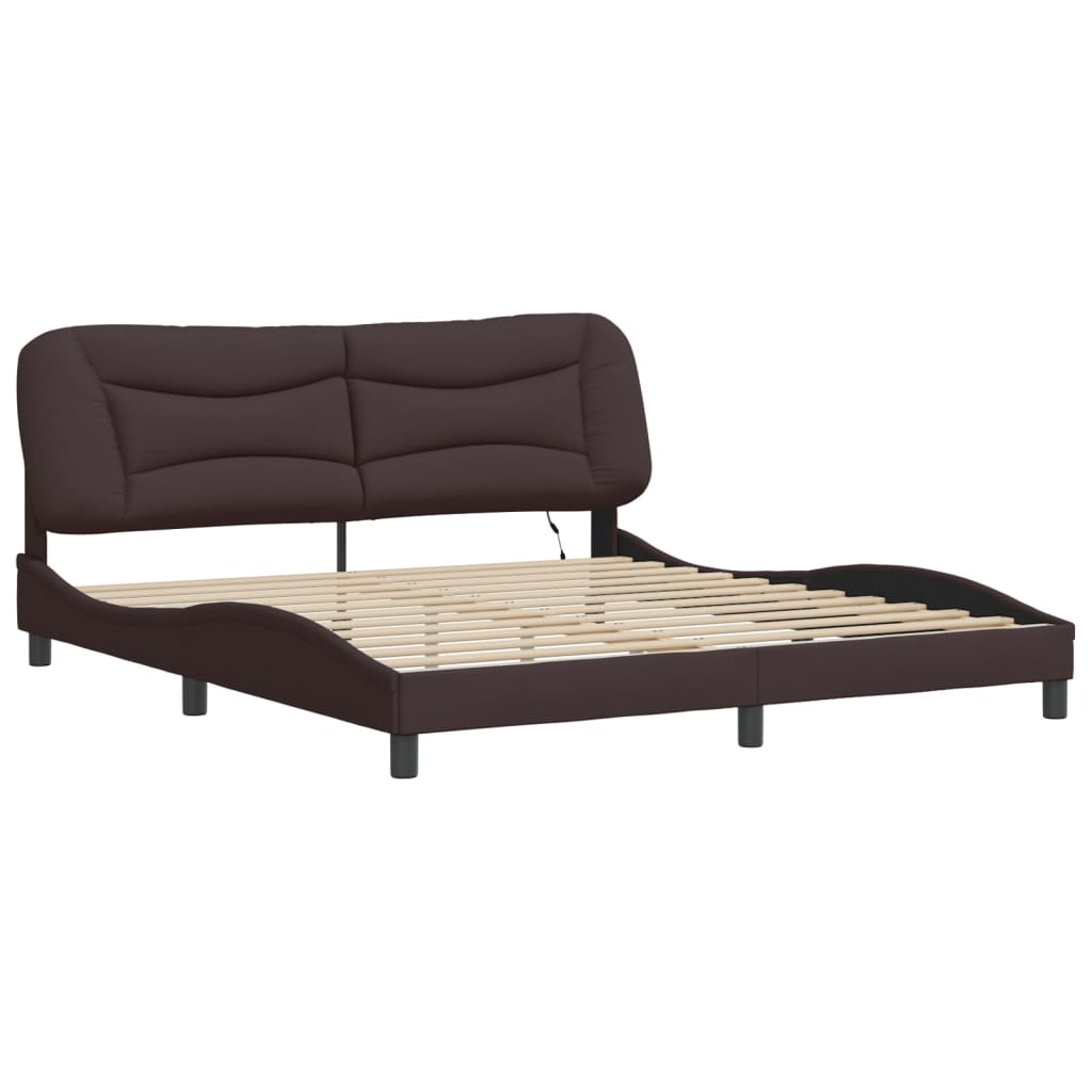 Bedframe met LED zonder matras "Hvar" 180x200 cm stof donkerbruin is nu te koop bij PeponiXL, paradijselijk wonen!