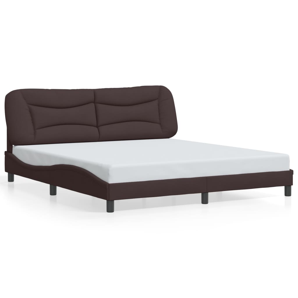 Bedframe met LED zonder matras "Hvar" 180x200 cm stof donkerbruin is nu te koop bij PeponiXL, paradijselijk wonen!