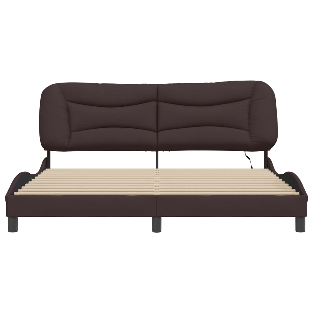 Bedframe met LED zonder matras "Hvar" 180x200 cm stof donkerbruin is nu te koop bij PeponiXL, paradijselijk wonen!