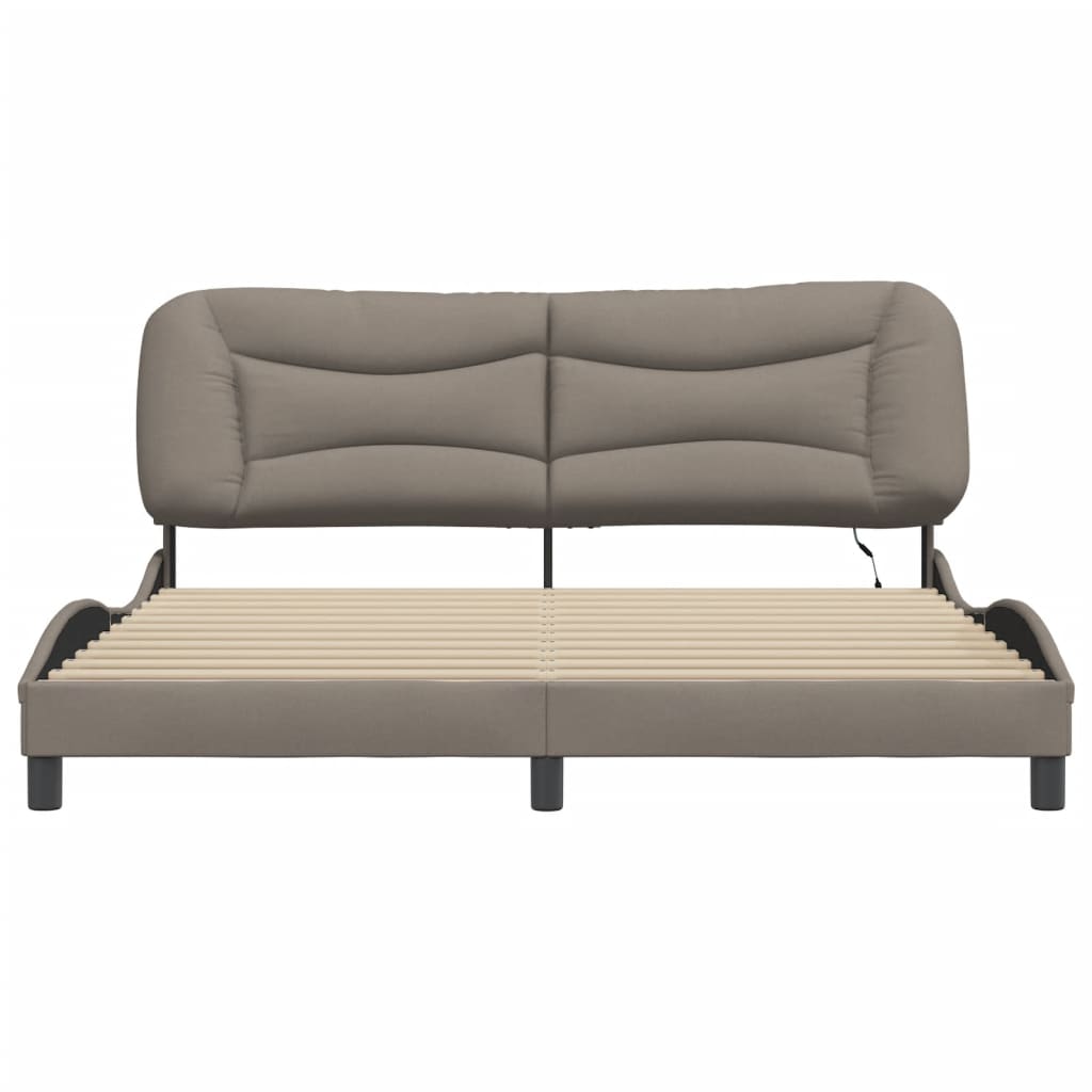 Bedframe met LED zonder matras "Hvar" 180x200 cm stof taupe is nu te koop bij PeponiXL, paradijselijk wonen!